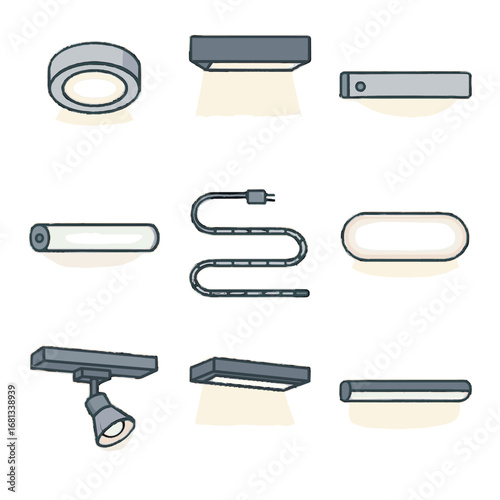 Vector glow puck under led icon lamp frosted bar lighting edge shelf