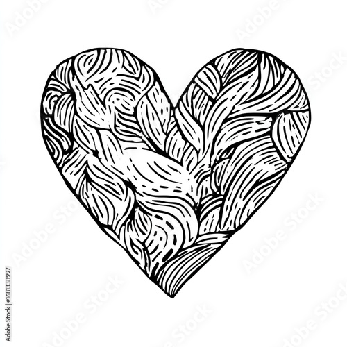 Ornate heart shape with detailed black line patterns