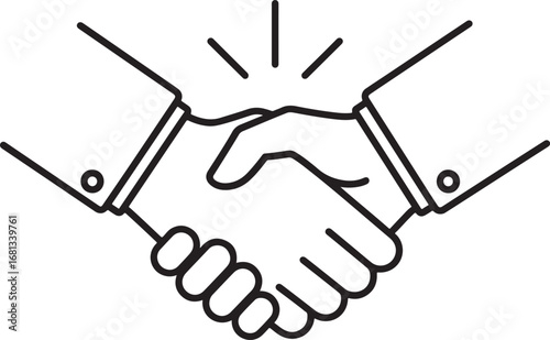 Symbol of partnership and agreement handshake icon line art drawing
