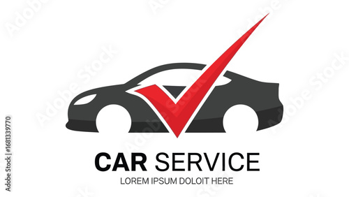 Car Service Icon: A sleek car silhouette with a prominent checkmark, visually representing quality auto service.