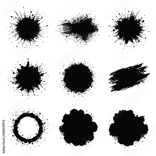 Wallpaper Mural Bursts icon sprays grid pools vector irregular stain paint scattered ink grunge Torontodigital.ca