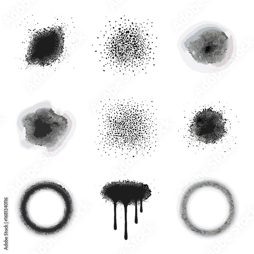 Icon spray scattered dripping mist clustered sprays circular paint vector halos