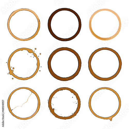 Coffee vector ring drip icon blurred uneven bold thick stain patterns