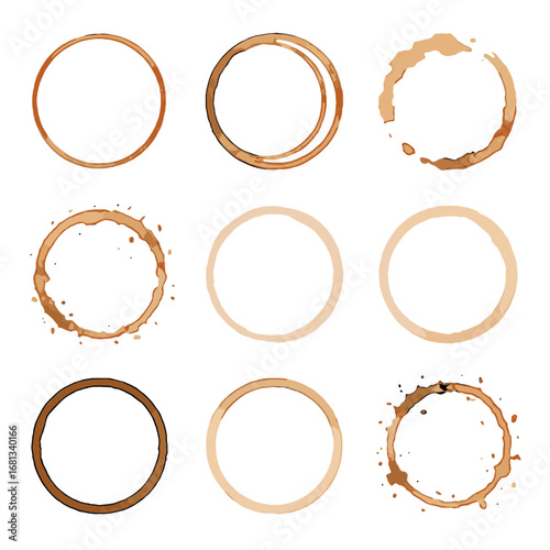 Splattered coffee vectors ring vector circle double icon light thin faded partial