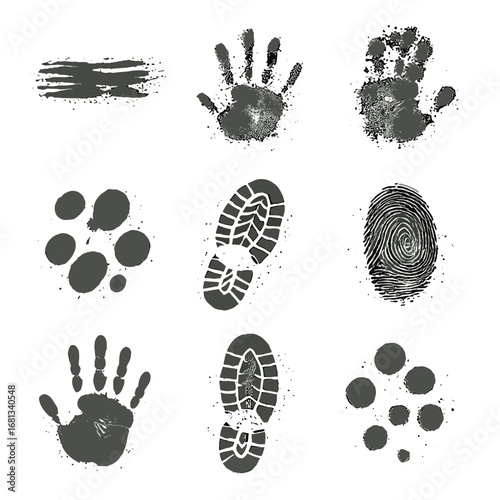Shapes vector smudged dusty palm stained muddy prints shoe dirty icon thumb