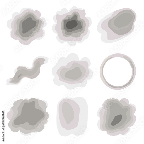 Organic ink vector tone patches wash fades pigment icon gradients