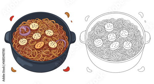 Flavorful chicken biryani ready to be served hot from the pot with garnish