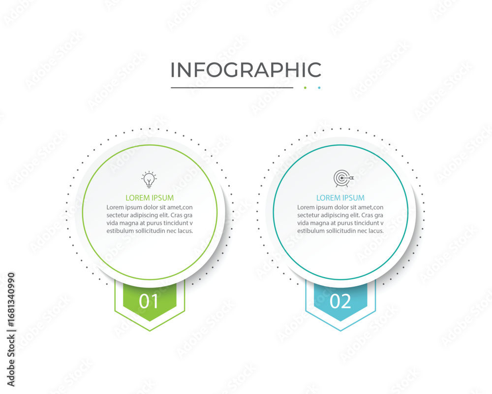 Naklejka premium Vector Infographic label design template with icons and 2 options or steps.