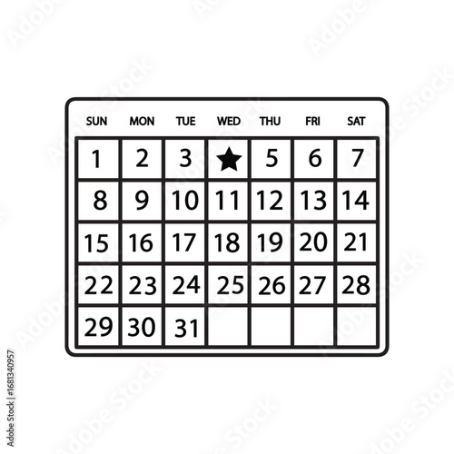 Calendar with Star Event Icon