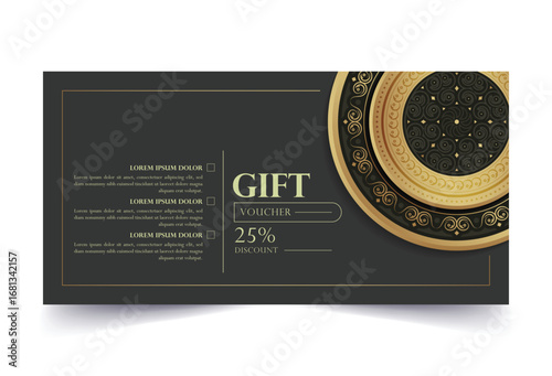 Elegant Ornamental Dark Gift Voucher Template for Special Occasion
