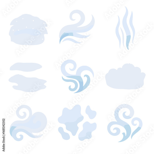 Fog chilly snowy mist spirals shapes icon vector icons vapor winter blanket