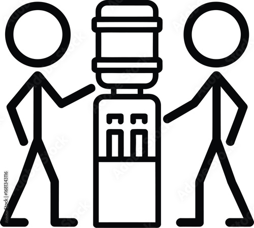 Water cooler talk stick figures office conversation illustration editable