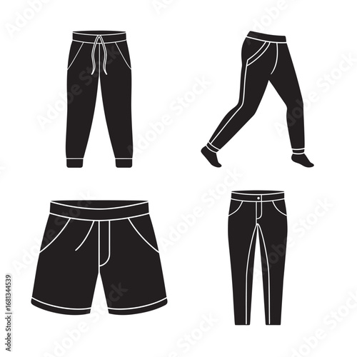 silhouette of cargo pant bundle on the white background