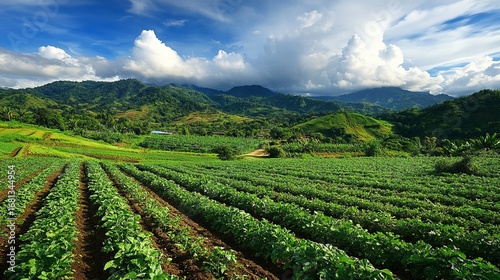Wallpaper Mural Green ripening soybean field in summer agricultural landscape with lush crops and blue sky Torontodigital.ca