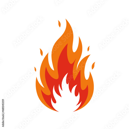 A flat icon of a red and orange fire flame with stylized curves, commonly used as a warning sign or heat symbol in infographics and user interfaces.
