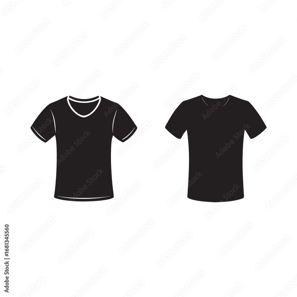 Naklejka premium silhouette of T-shirt with collar and hoodie shirt, set bundle on the white background
