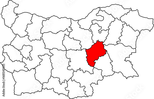 A detailed map of Bulgaria highlighting the Sliven Province. Ideal for regional studies, economic analysis, or agriculture-related content.

