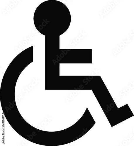 Iconic black and white international symbol of access for wheelchair users
