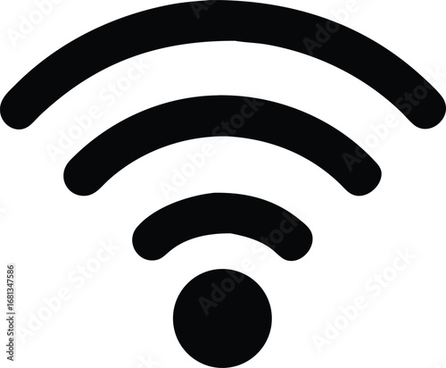 Simple black wi-fi signal icon representing wireless internet connectivity and network access