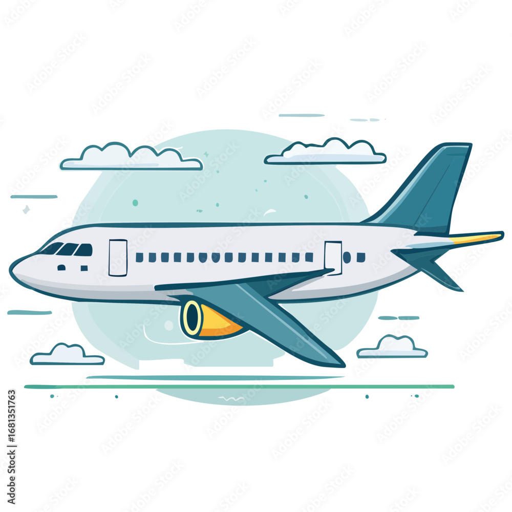 Obraz premium Airplane flying in the sky illustration