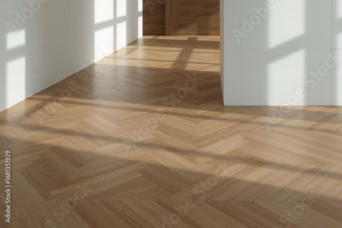 Wooden floor, ceramic tiles, and plain white wall