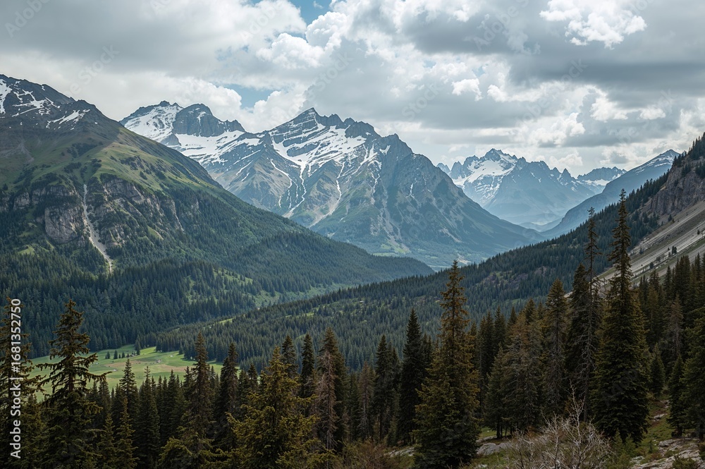 Fototapeta premium Pictures showcasing mountainous terrains and woodland areas