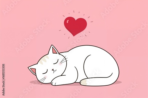 A fluffy pale cat sleeps pe...