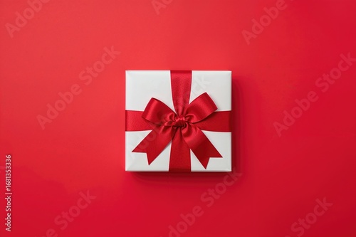 Red satin ribbon tied on an...