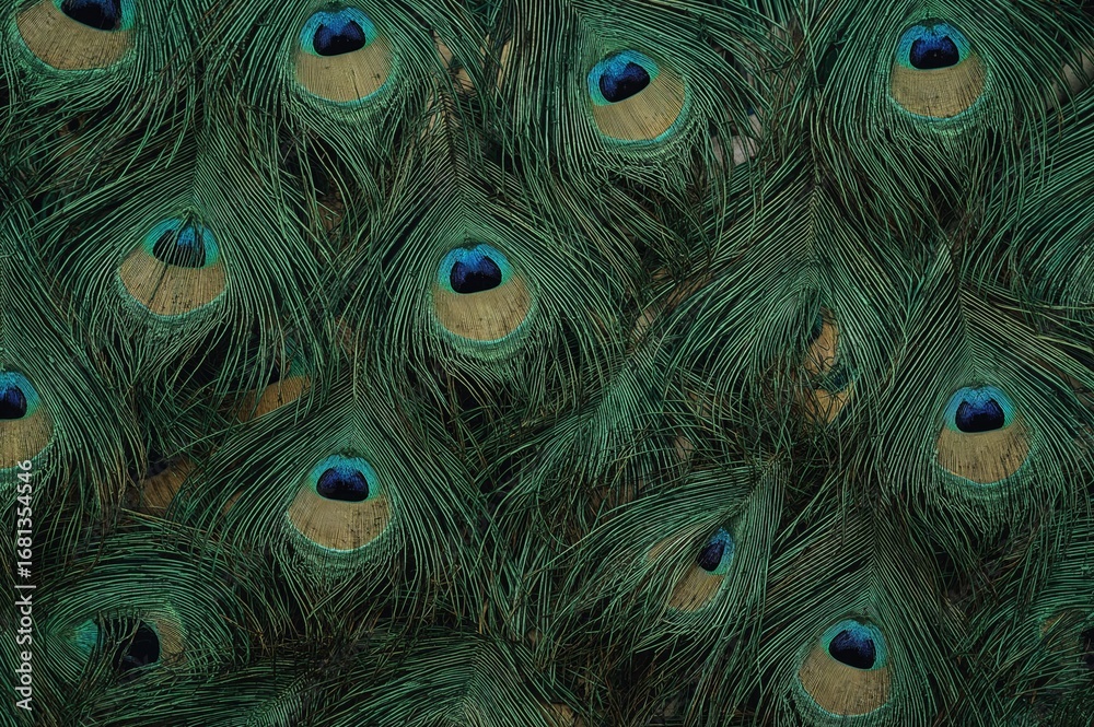 Obraz premium Background featuring vibrant peacock feathers