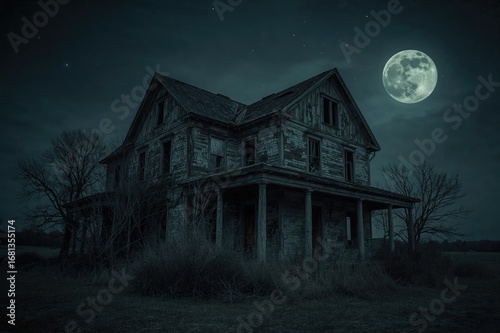 Eerie derelict wooden estat...