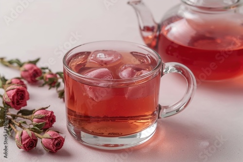 Transparent glass cup fille...