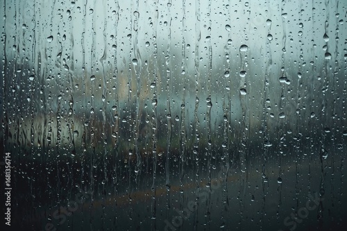 Wet windowpane with raindro...