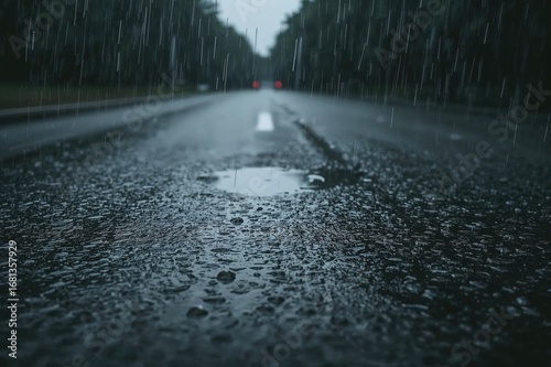 Stormy rain pouring down on...