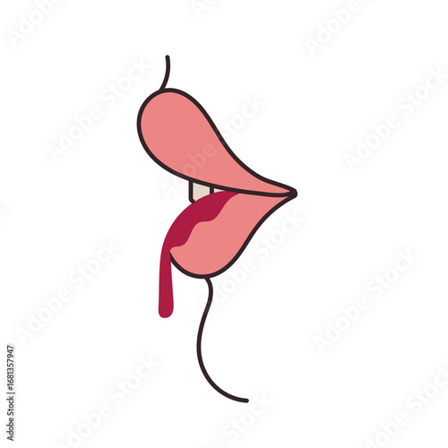 Dripping Lips with cherry icon, clipart, avatar, logotype isolated illustration