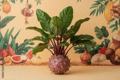 Natural taro backdrop featu...