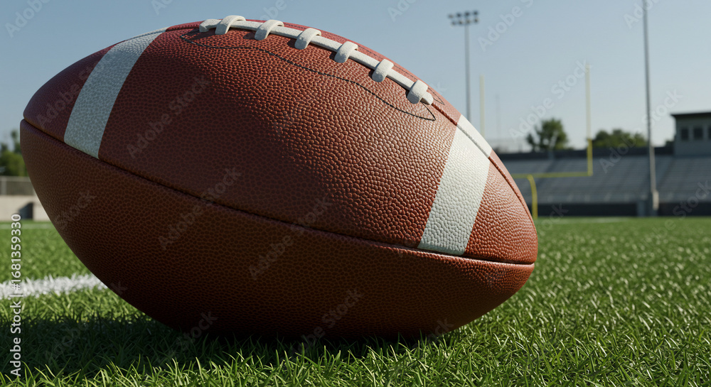 Obraz premium American Football on Grass Field Stadium Background