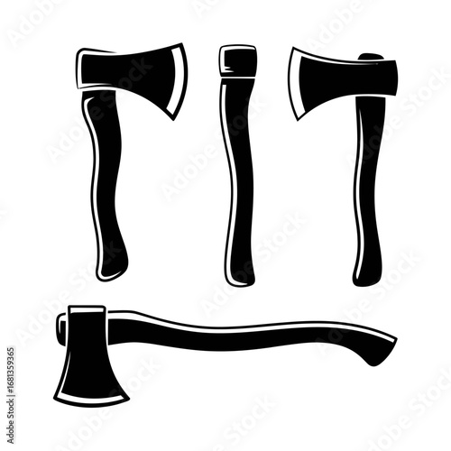Classic axes displayed in a black and white ink illustration, vintage axes for design needs.