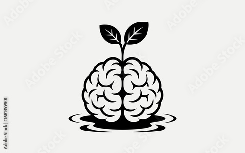 Creative Intellect A Black and White Logo Design Symbolizing Growth of Ideas
