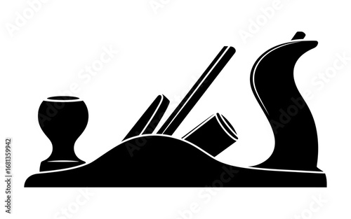 Crafting Dreams a Black and White Silhouette Illustration of a Hand Plane Tool