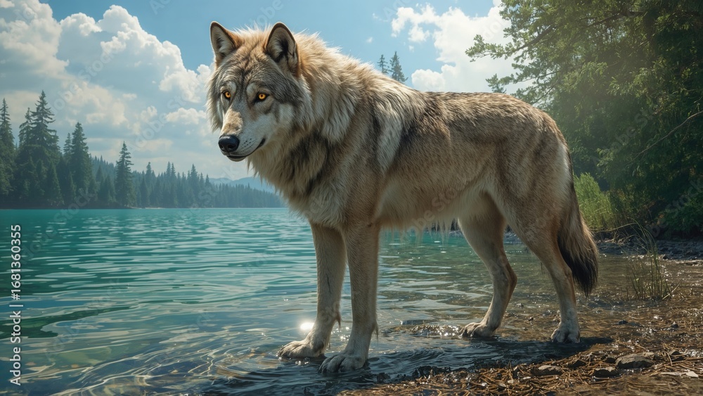 Fototapeta premium Digital artwork of a mythical wolf creature.