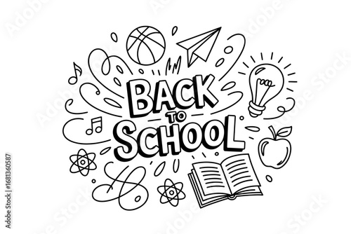 A Cheerful Back to School Greeting Card Celebrate Learning with a Doodle Art Illustration