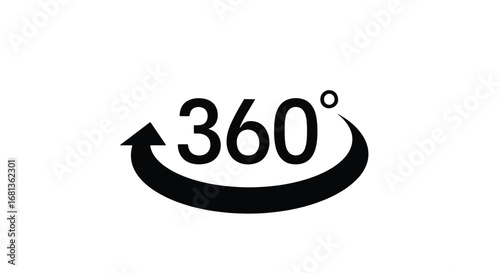 Circular arrow 360 degree symbol for virtual tours and interactive content creation