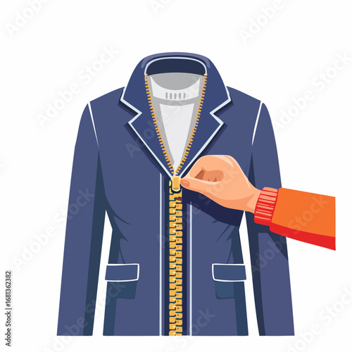 Hand Opening Blue Jacket Zipper
