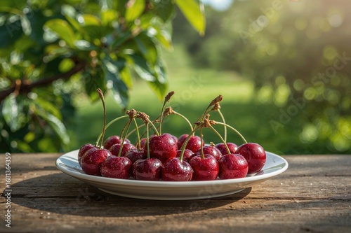 Freshly picked ripe cherrie...