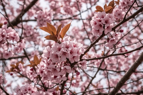 Vibrant pink cherry flowers...