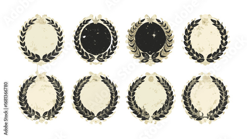 Vintage laurel wreath collection vector graphic design element set for awards and heraldry decoration use
