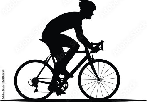 Cyclist silhouette road bike riding fitness sport exercise race