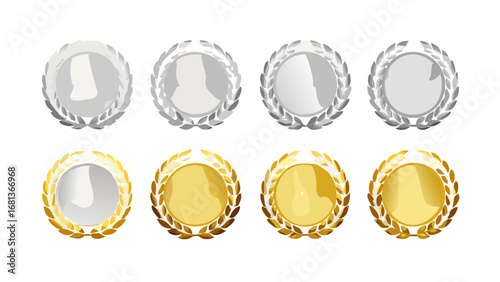 Gold silver laurel wreath award medal badge achievement victory success honor champion prize competition 1st place 2nd