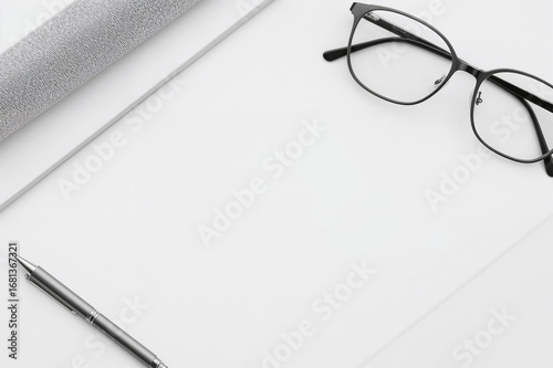 Eyeglasses and a pen on a p...