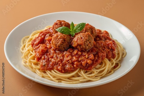 Spaghetti served with meatb...